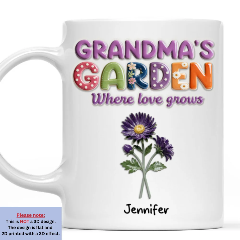 Grandma Garden Flower - Personalized Custom 3D Effect Mug - Image 7