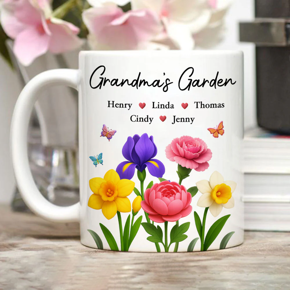 Grandma Garden Flowers - Personalized Custom Coffee Mug - Image 2