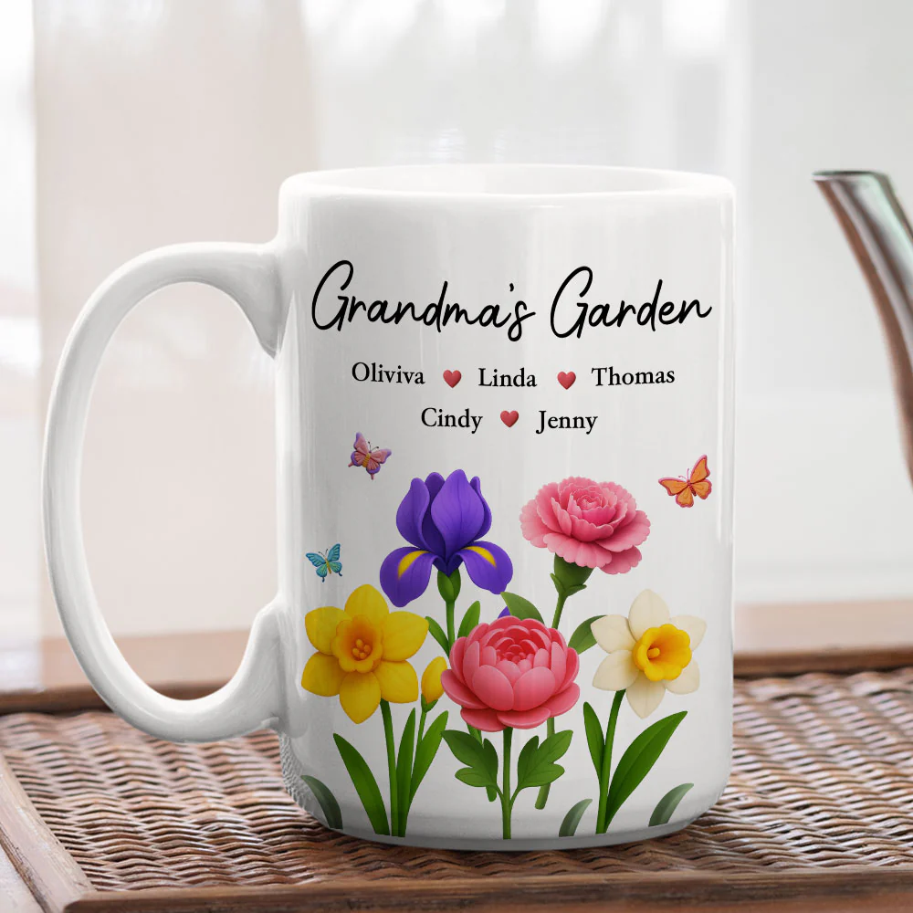 Grandma Garden Flowers - Personalized Custom Coffee Mug - Image 8