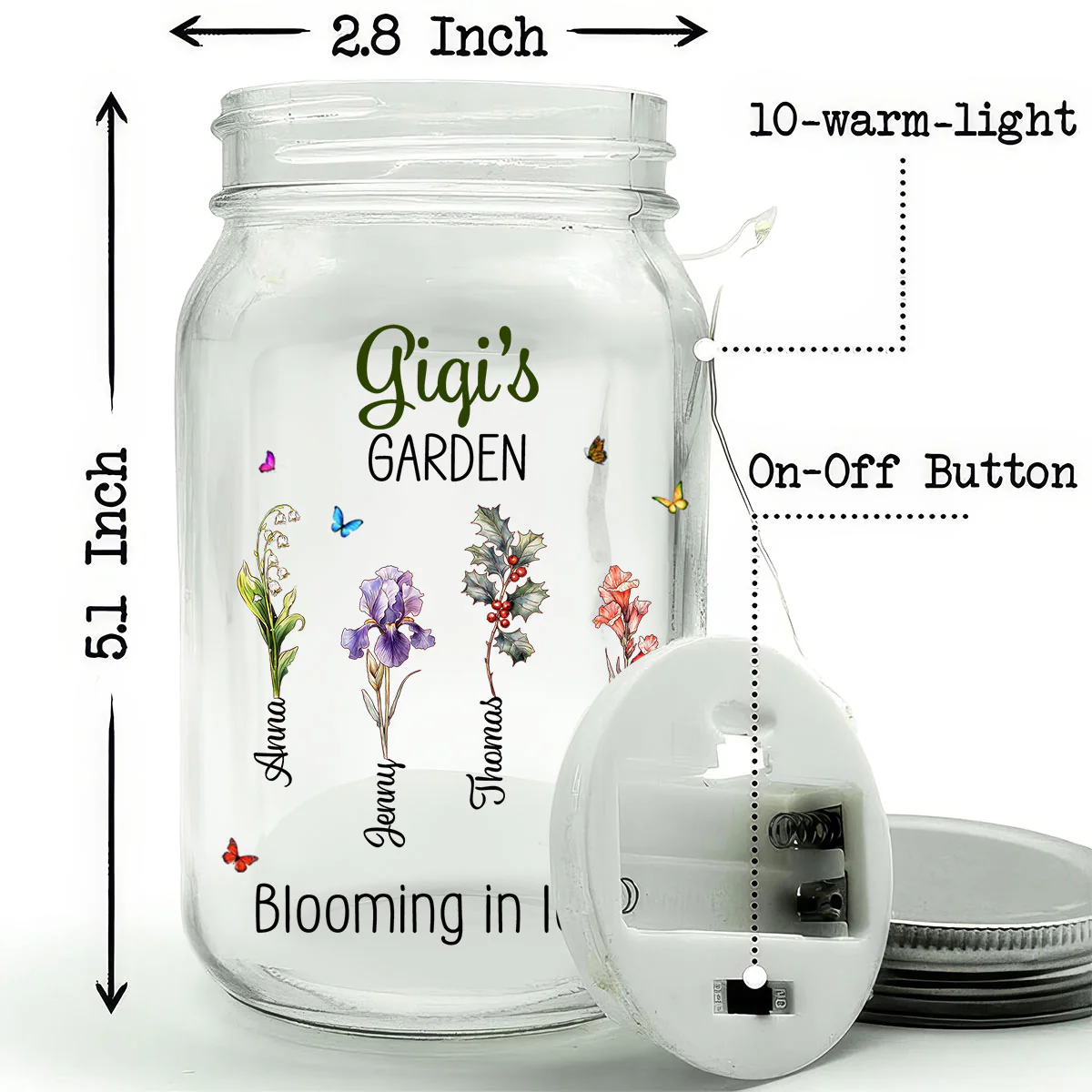 Grandma Garden Is Grown With Seeds Of Love - Personalized Custom Mason Jar Light - Image 4