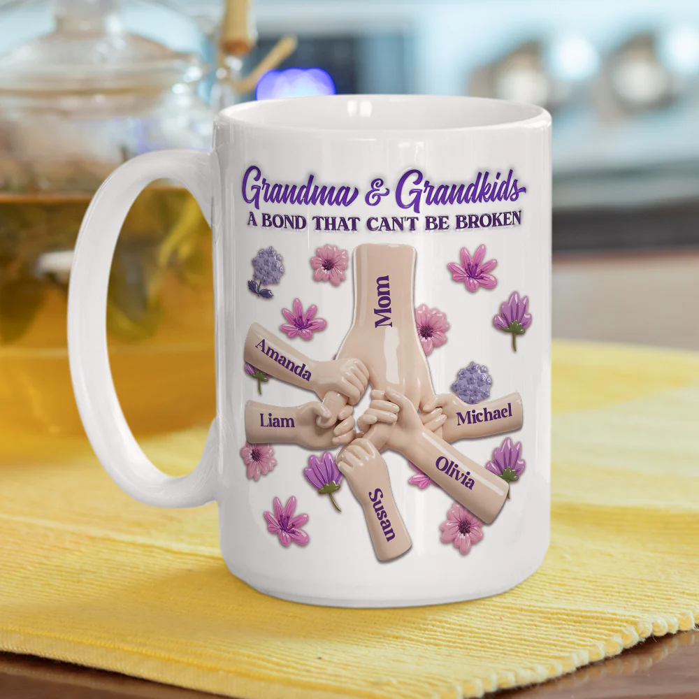 Grandma Grandkids Can Not Be Broken - Personalized Custom 3D Inflated Effect Mug - Image 3