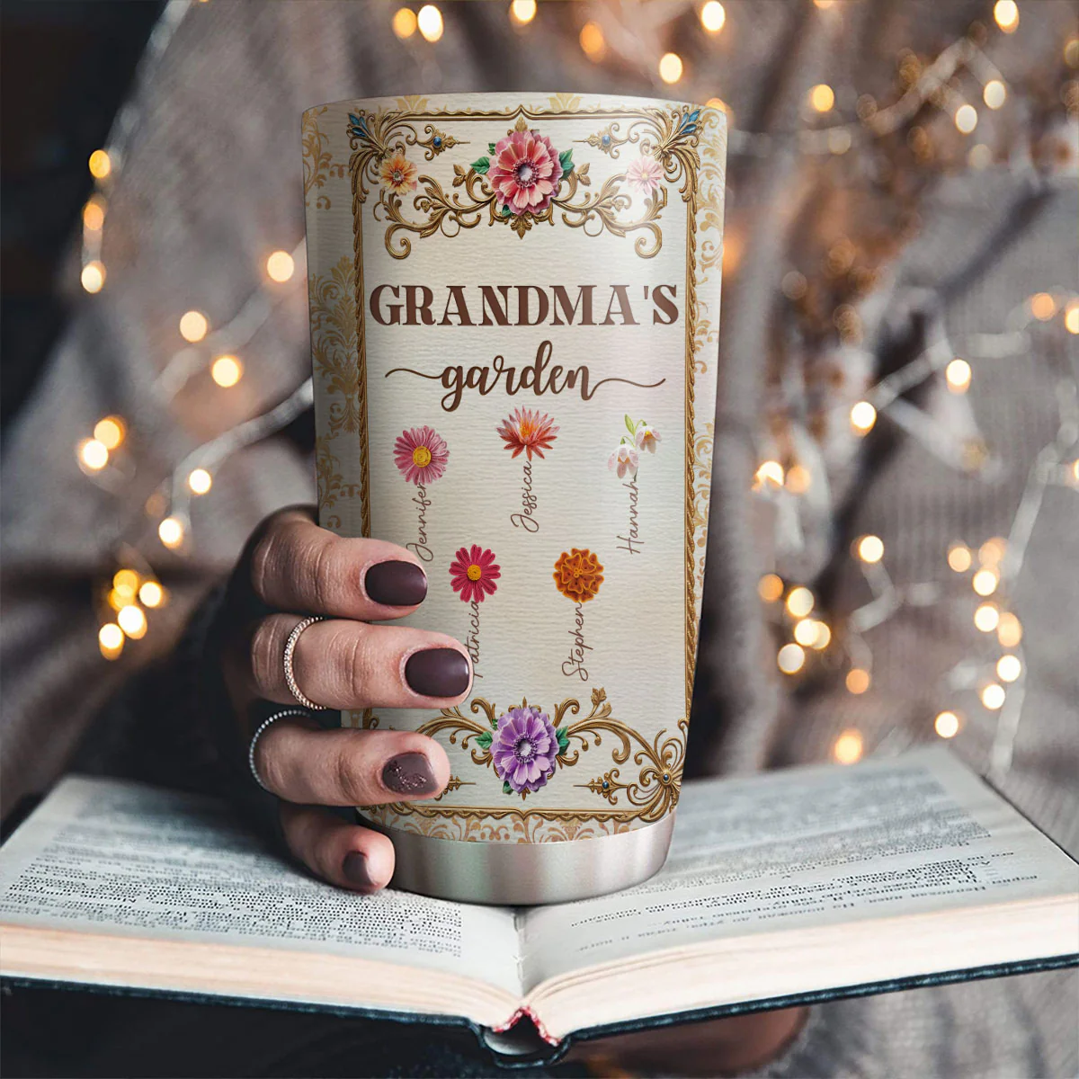 Grandma Growing Garden - Personalized Custom Tumbler - Image 5