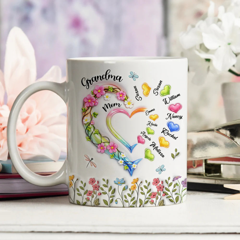 Grandma Heart - Personalized Custom 3D Inflated Effect Coffee Mug - Image 4