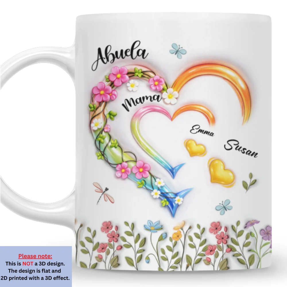 Grandma Heart - Personalized Custom 3D Inflated Effect Coffee Mug - Image 8