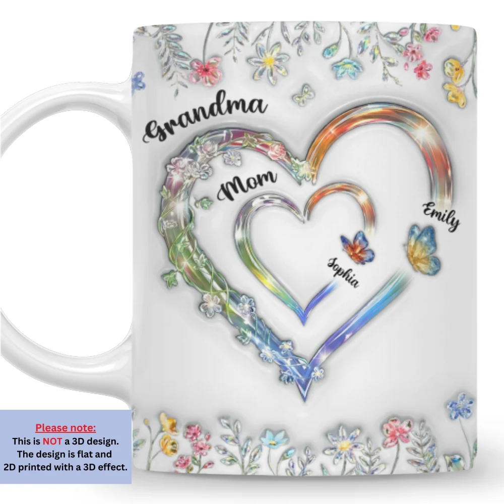 Grandma Heart - Personalized Custom 3D Inflated Effect Mug - Image 7