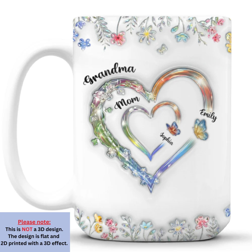 Grandma Heart - Personalized Custom 3D Inflated Effect Mug - Image 8