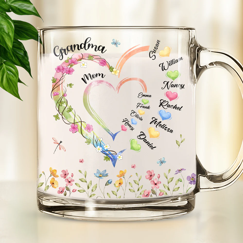 Grandma Heart - Personalized Custom Glass Mug