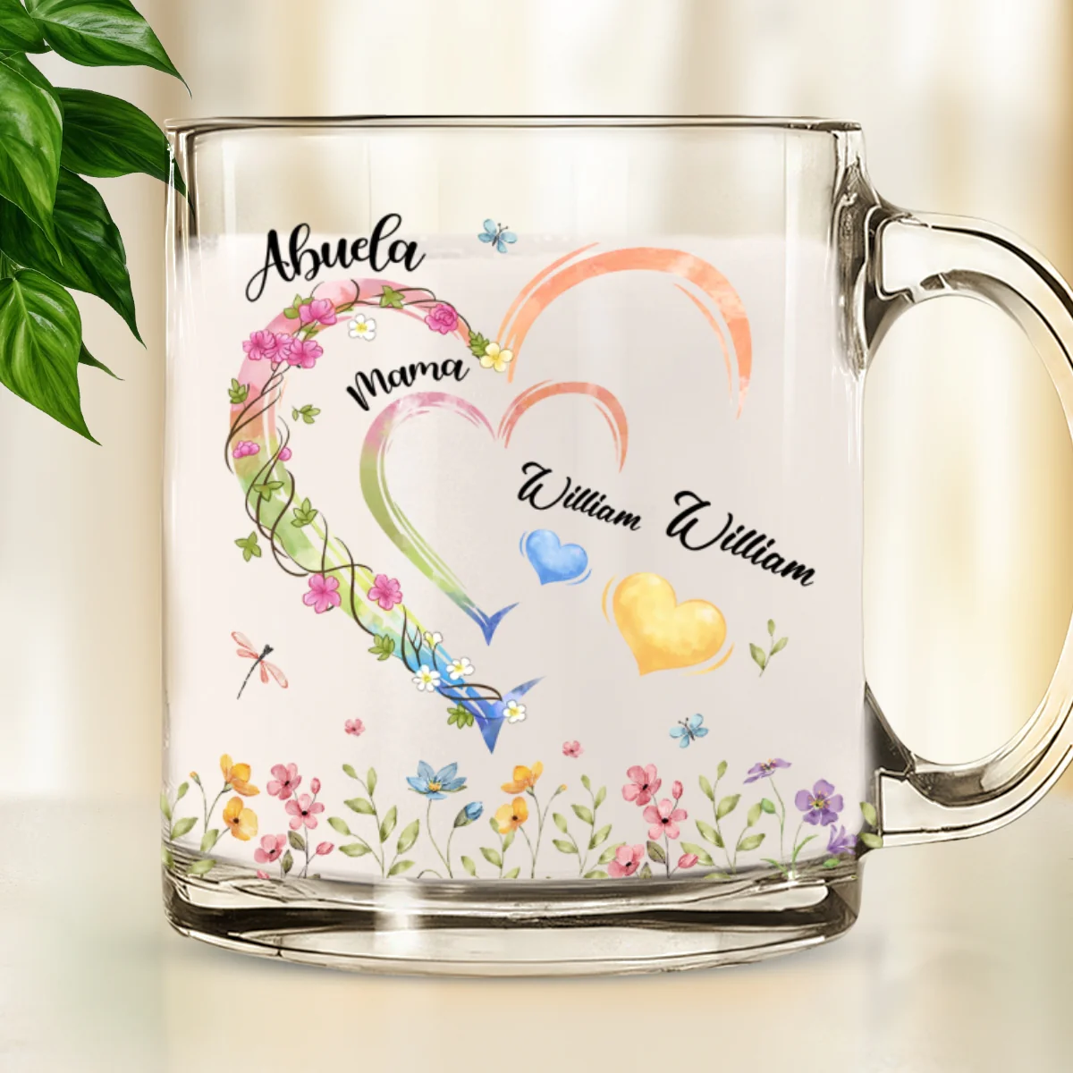 Grandma Heart - Personalized Custom Glass Mug - Image 6