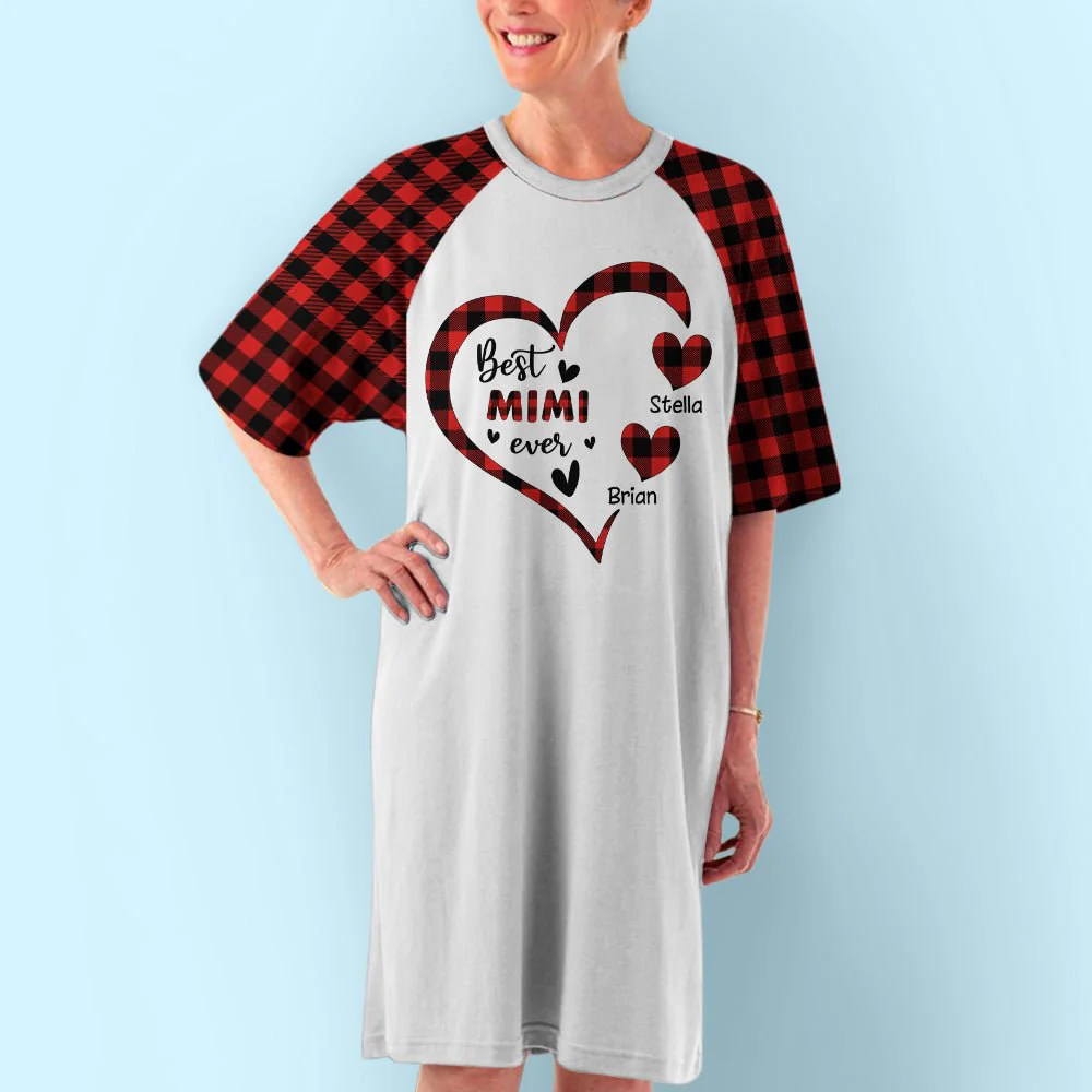 Grandma Heart With Kids Names - Personalized Custom 3/4 Sleeve Dress - Image 4