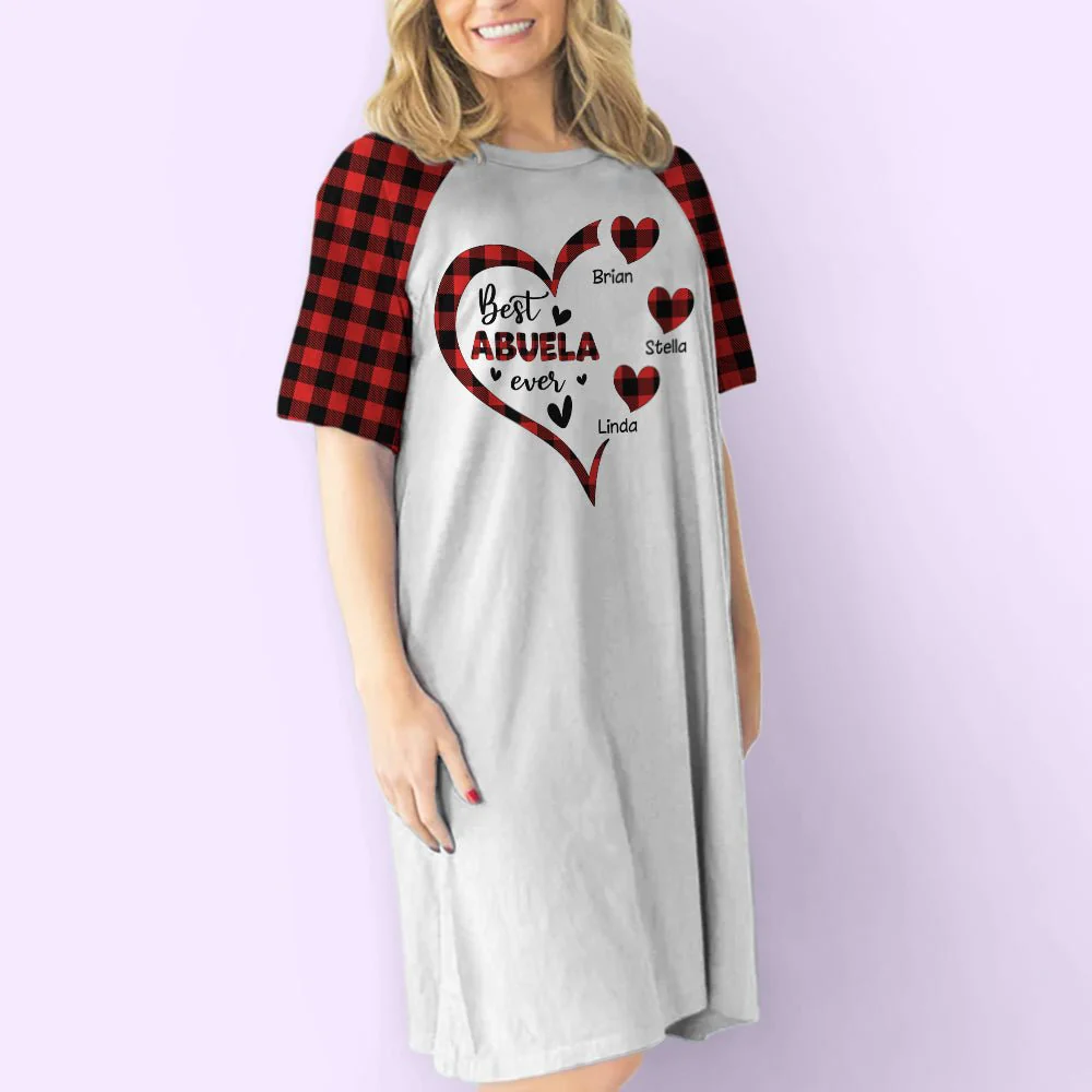 Grandma Heart With Kids Names - Personalized Custom 3/4 Sleeve Dress - Image 5