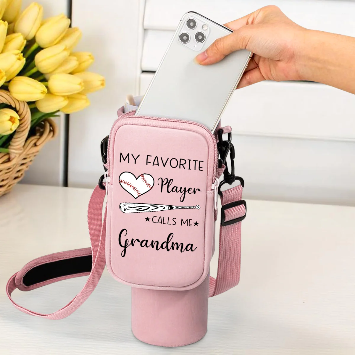 Grandma Little Champion - Personalized Custom Water Bottle Carrier Bag - Image 8