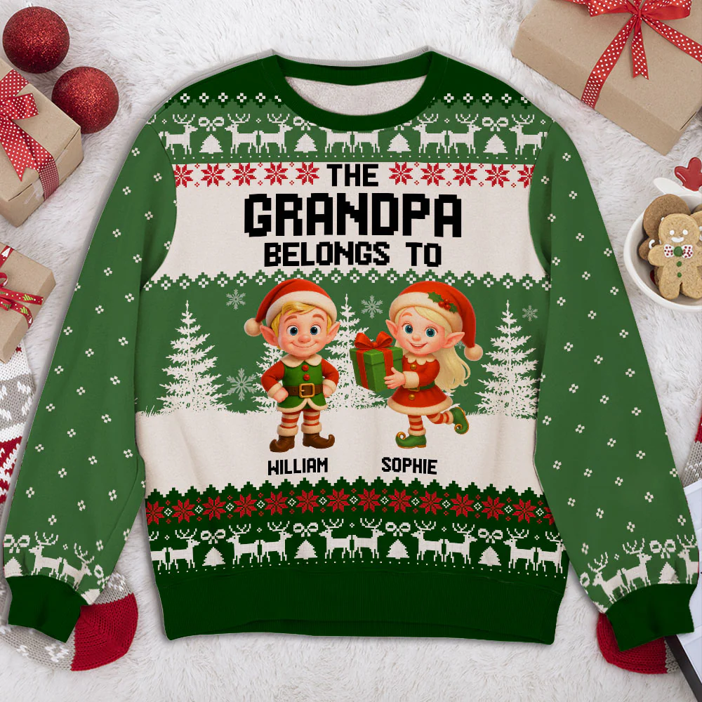 Grandma Little Elves - Personalized Custom All-Over-Print Sweatshirt - Image 2