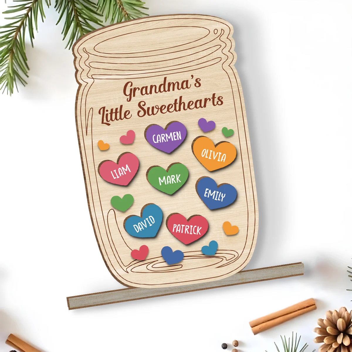 Grandma Little Sweethearts - Personalized Custom 2-Layer Wood Plaque With Flat Base - Image 5