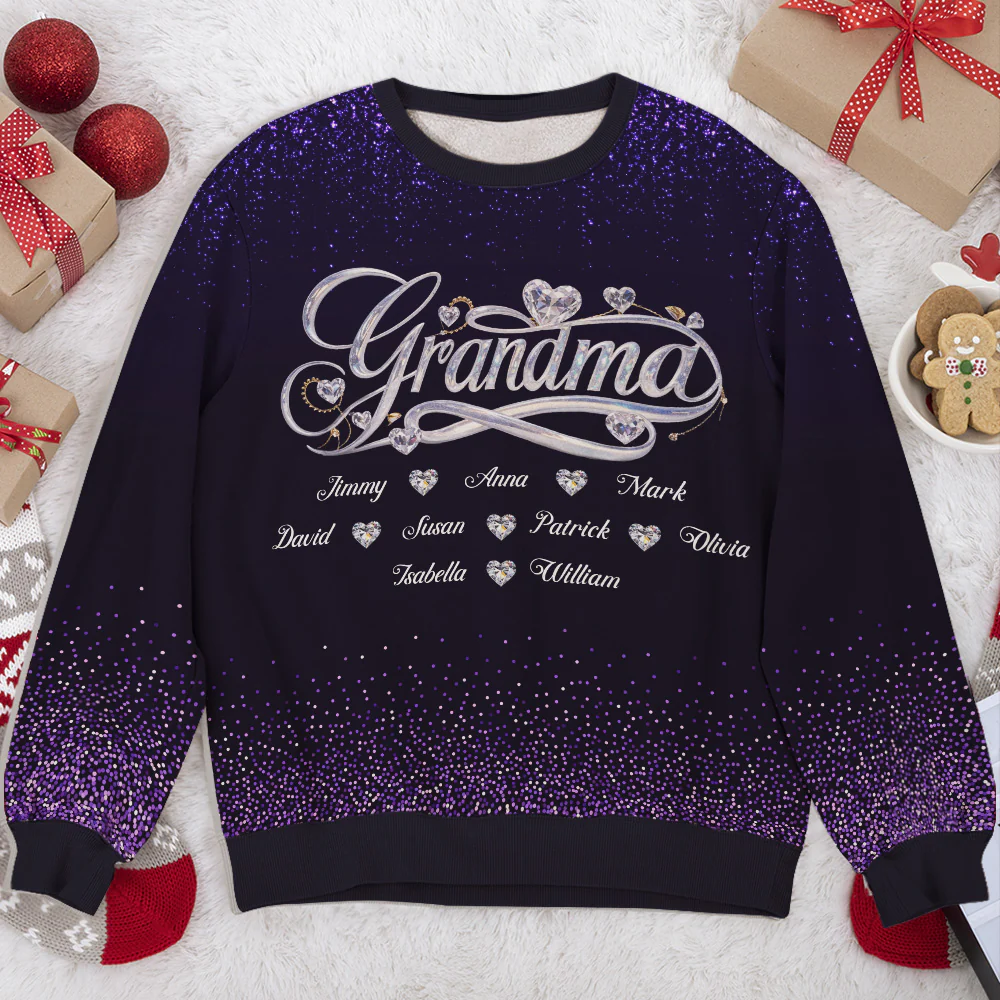 Grandma Love Forever - Personalized Custom All-Over-Print Sweatshirt - Image 2