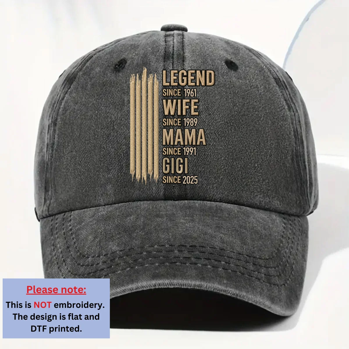 Grandma Mode On - Personalized Custom Vintage Washed Denim Cap - Image 8