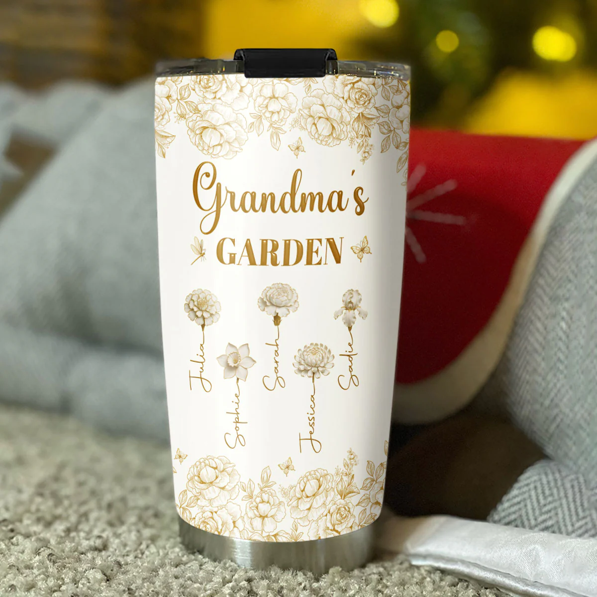 Grandma Mom Garden Of Flowers - Personalized Custom Tumbler - Image 6