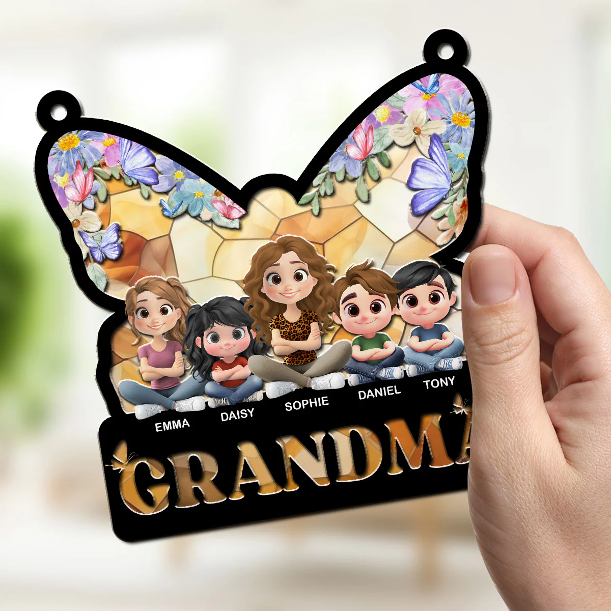 Grandma Mom You Are The Reason Behind My Smile - Personalized Custom Suncatcher - Image 2