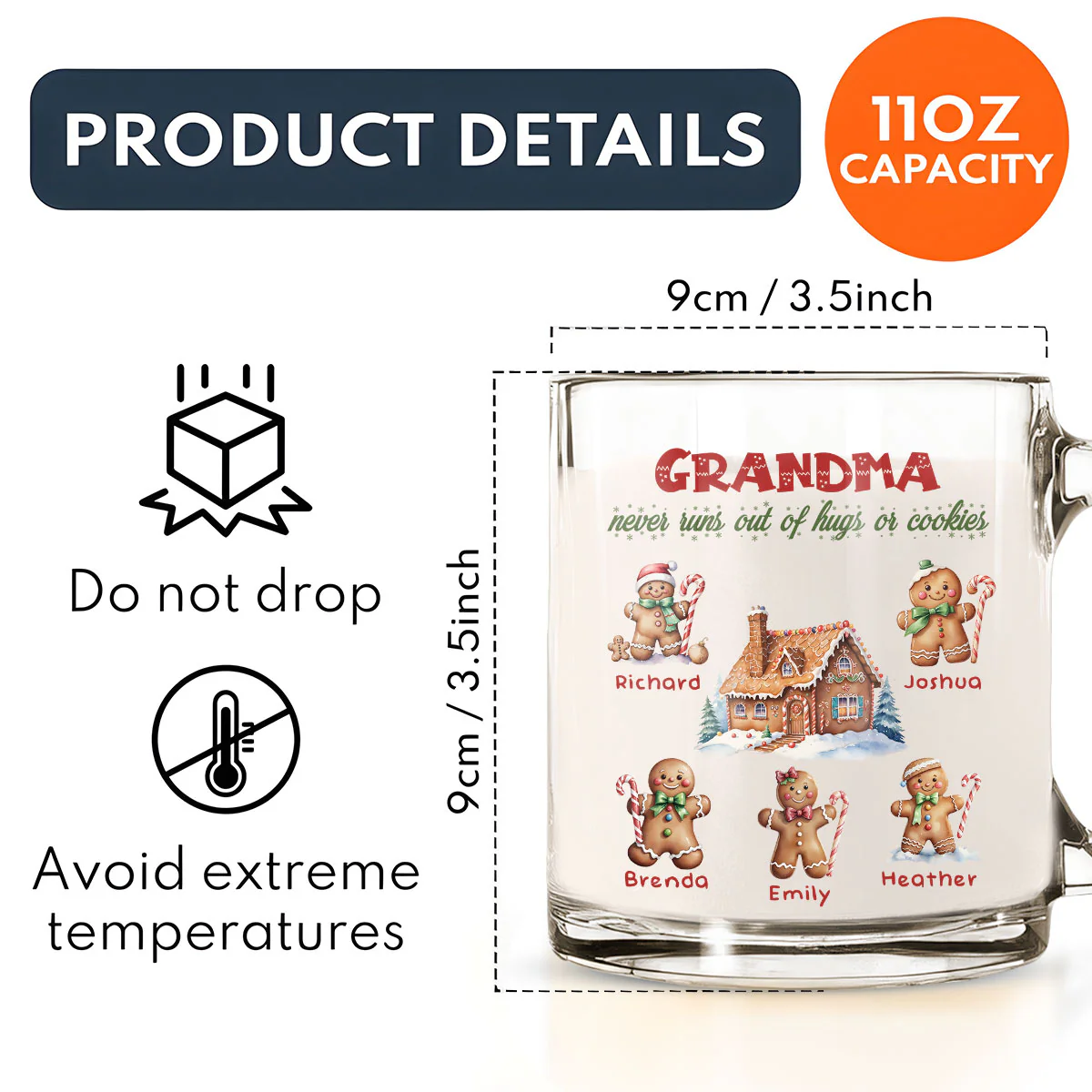 Grandma Never Run Out of Cookies - Personalized Custom Glass Mug - Image 3