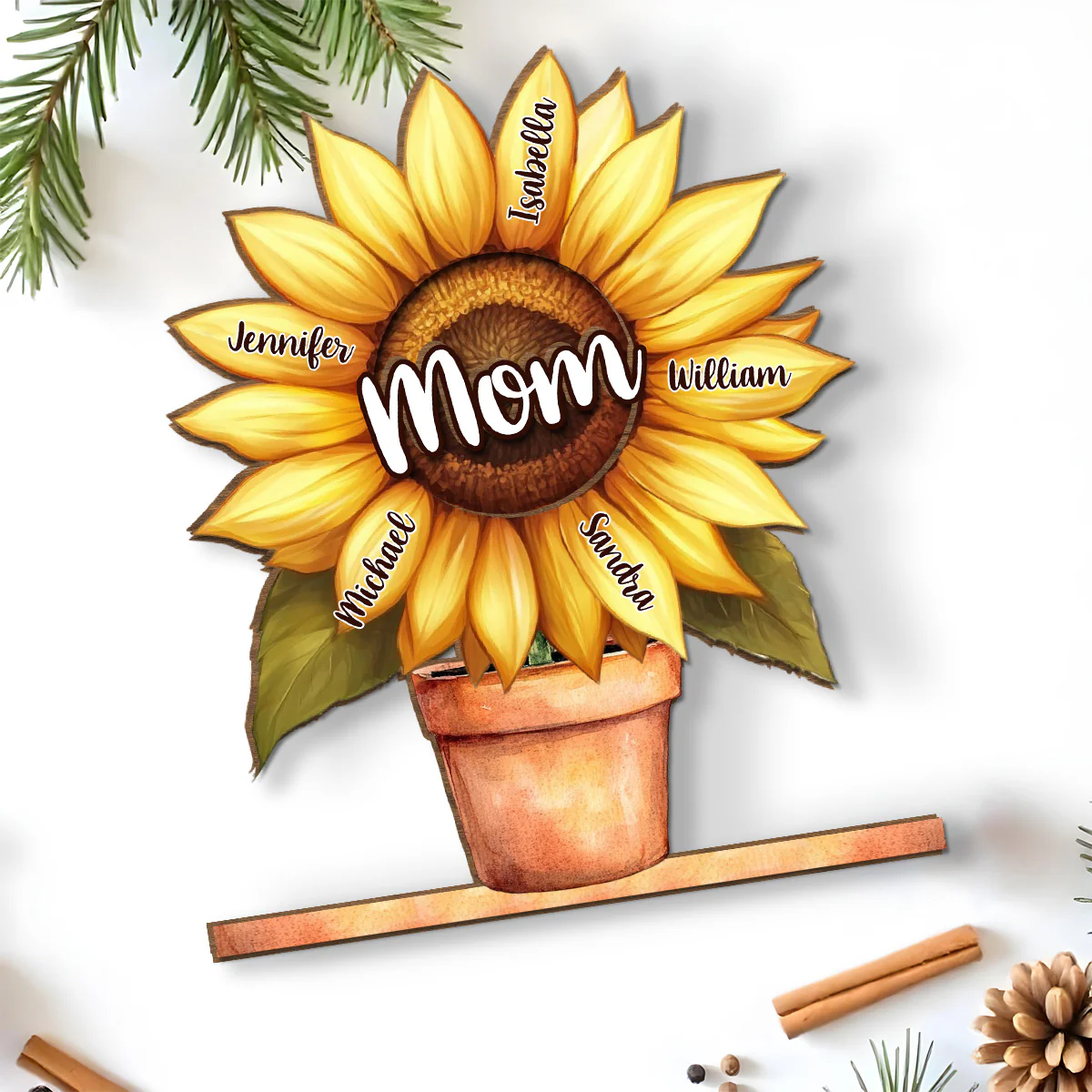 Grandma Sunflower - Personalized Custom 2-Layer Wood Plaque With Flat Base - Image 7
