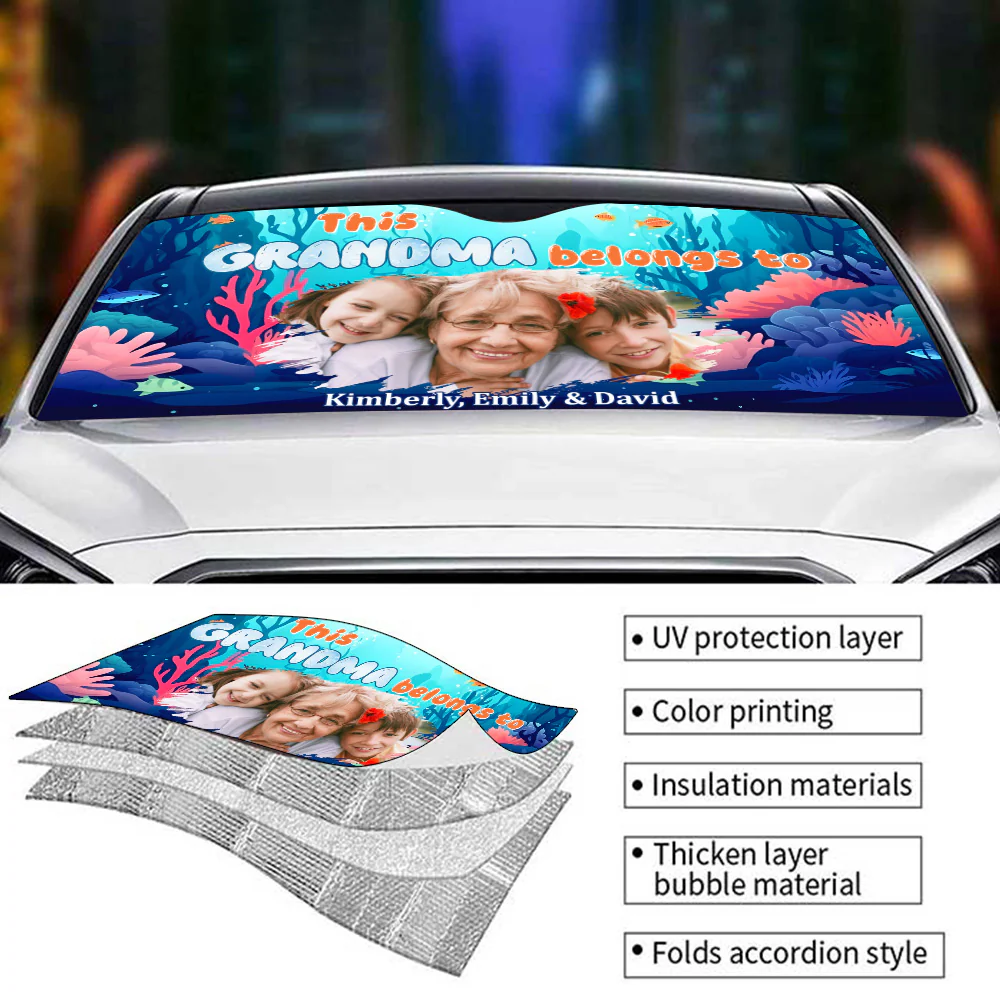 Grandma Turtle Photo - Personalized Custom Car Sunshade - Image 4