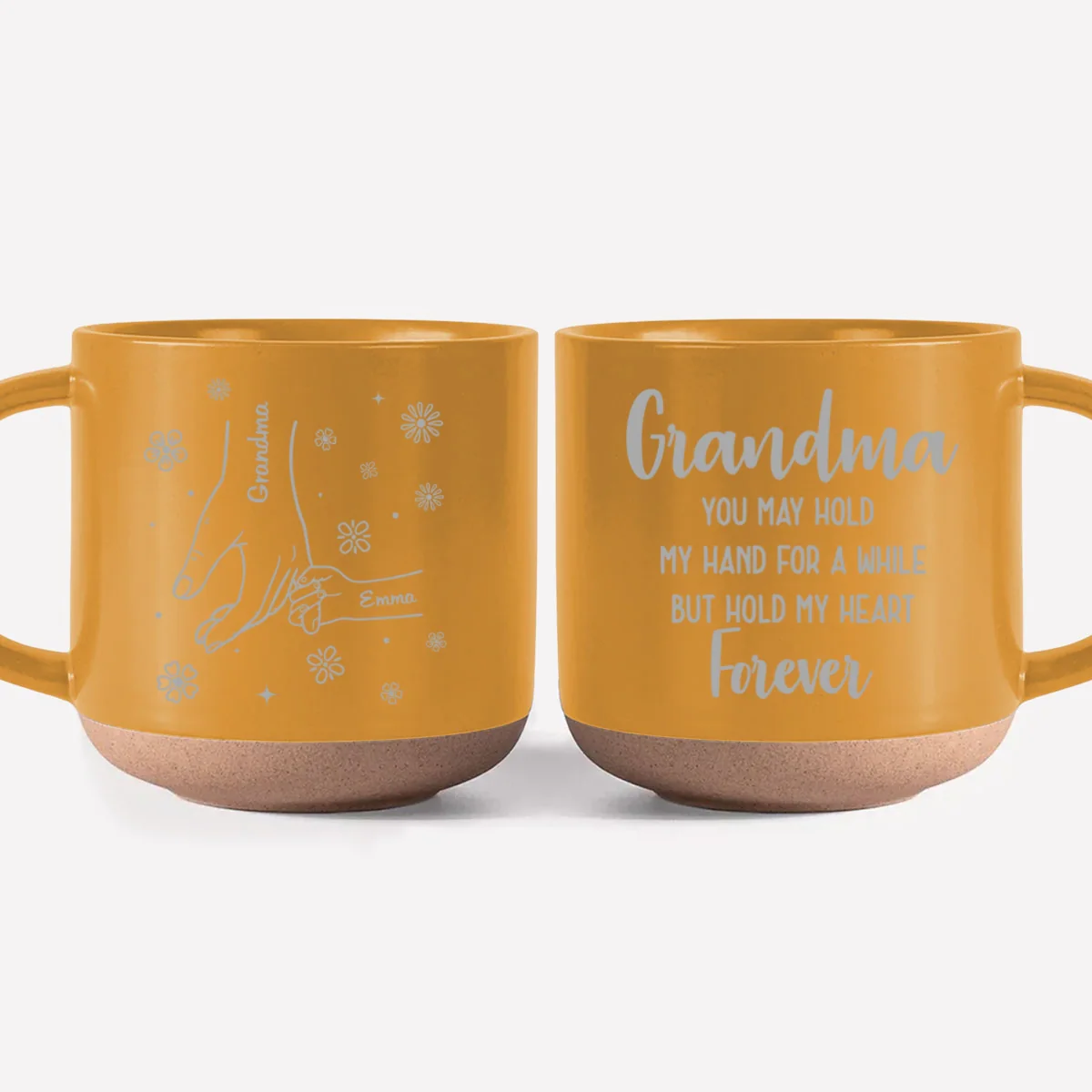 Grandma, You Hold Our Hands And Our Hearts Forever - Personalized Custom Engraved Pottery Mug - Image 8