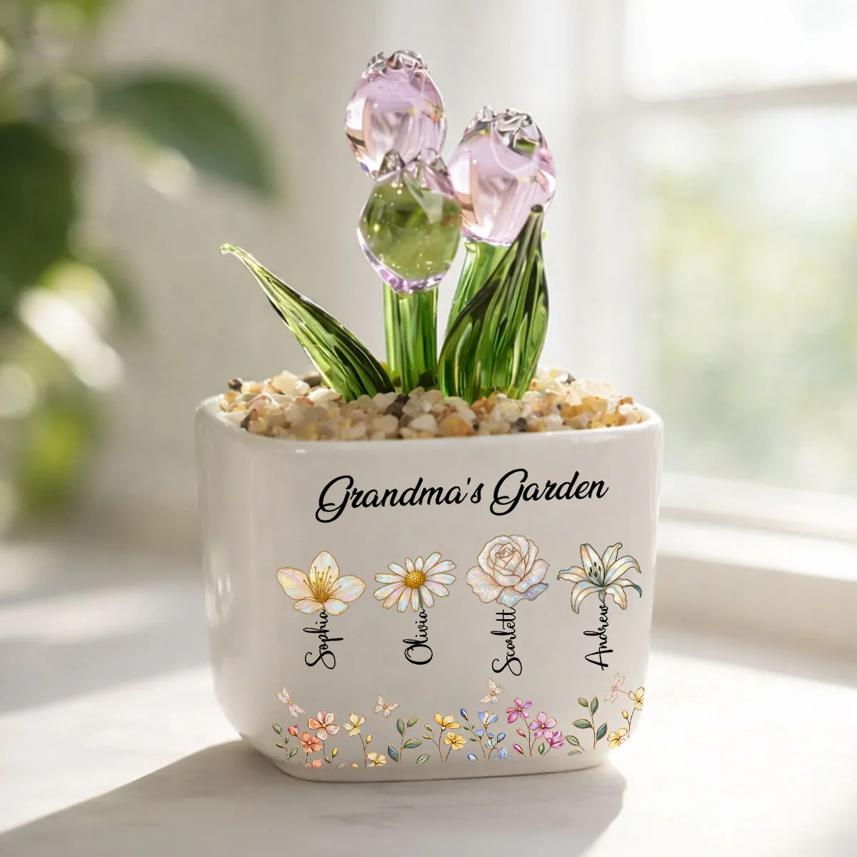 Grandma's Garden- Personalized Custom Glass Everlasting Tulips - Image 2
