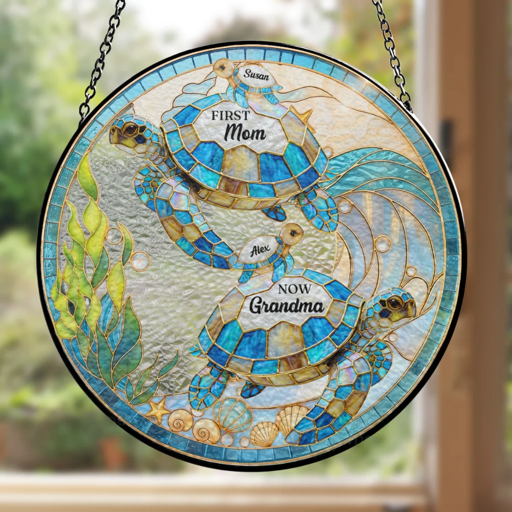 Grandmas Love Flows Like Tides - Personalized Custom Window Hanging Suncatcher - Image 6