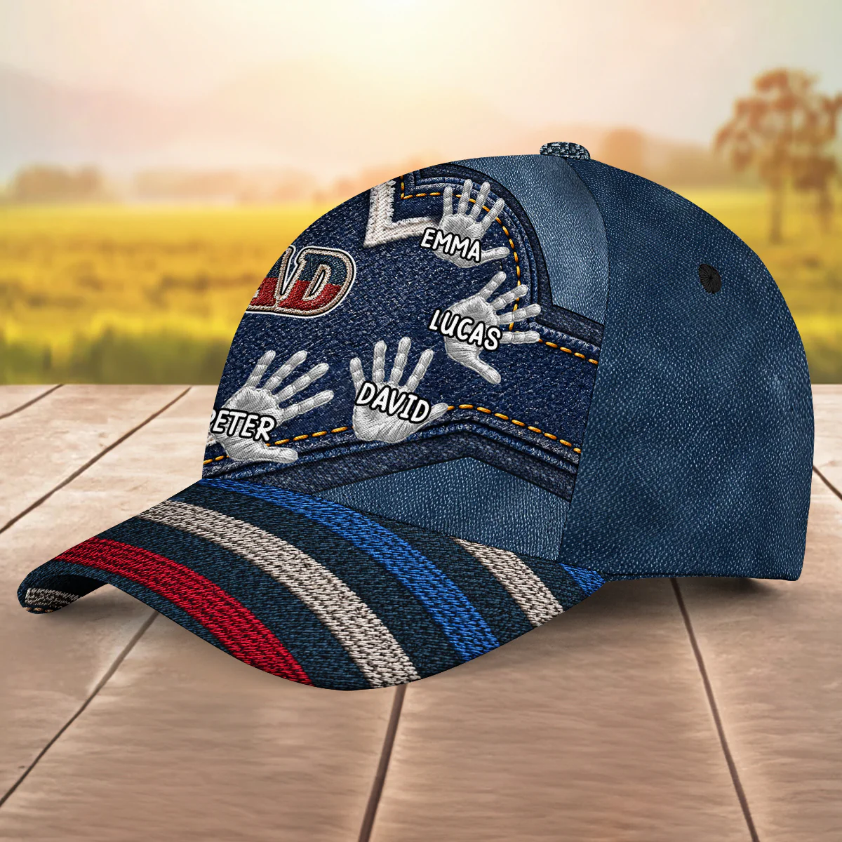 Grandpa And Grandkid's Hands - Personalized Custom Classic Cap - Image 3
