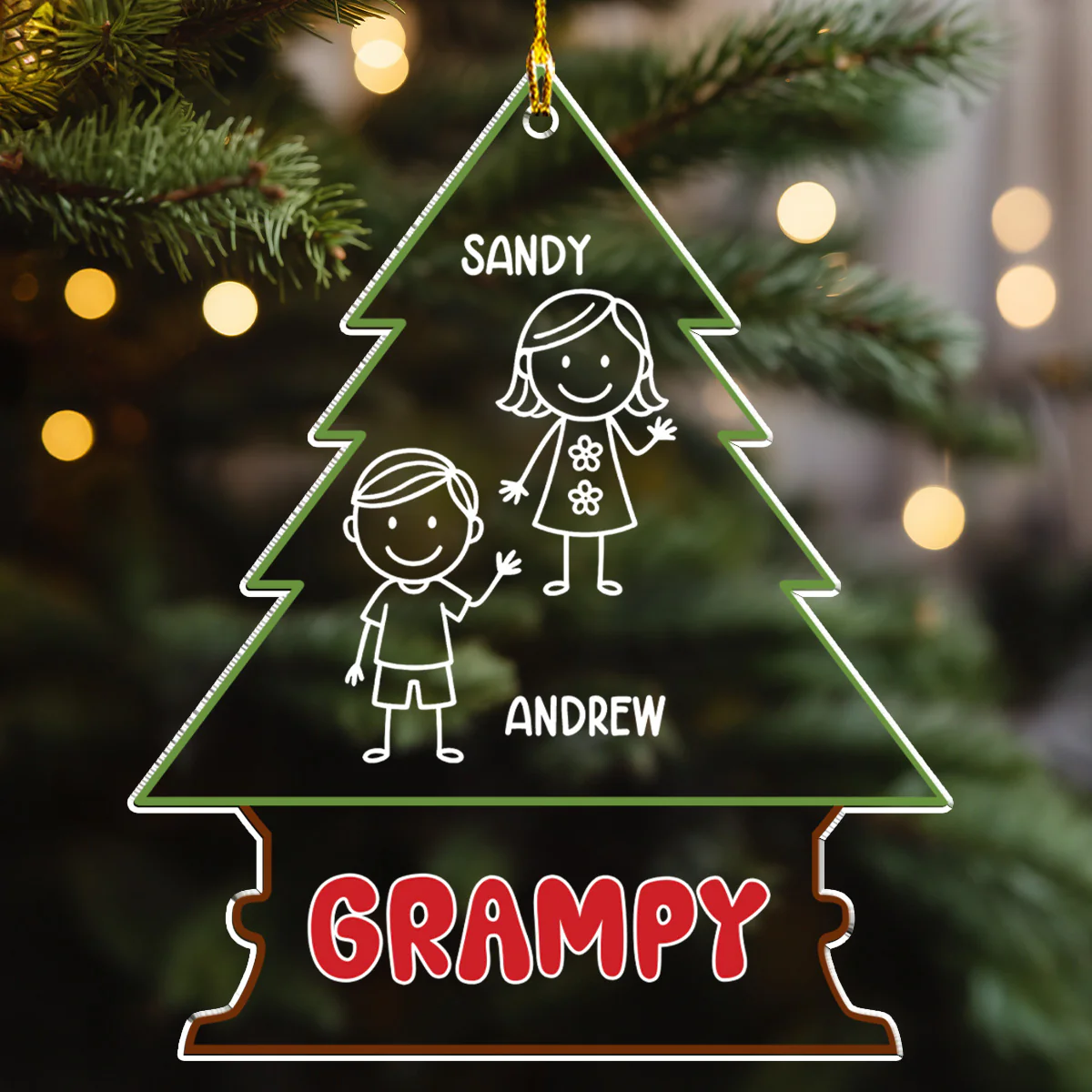 Grandpa Belongs To - Personalized Custom Acrylic Ornament - Image 3