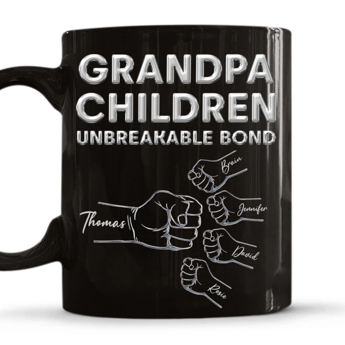 Grandpa Children Unbreakable Bond - Personalized Custom Black Coffee Mug