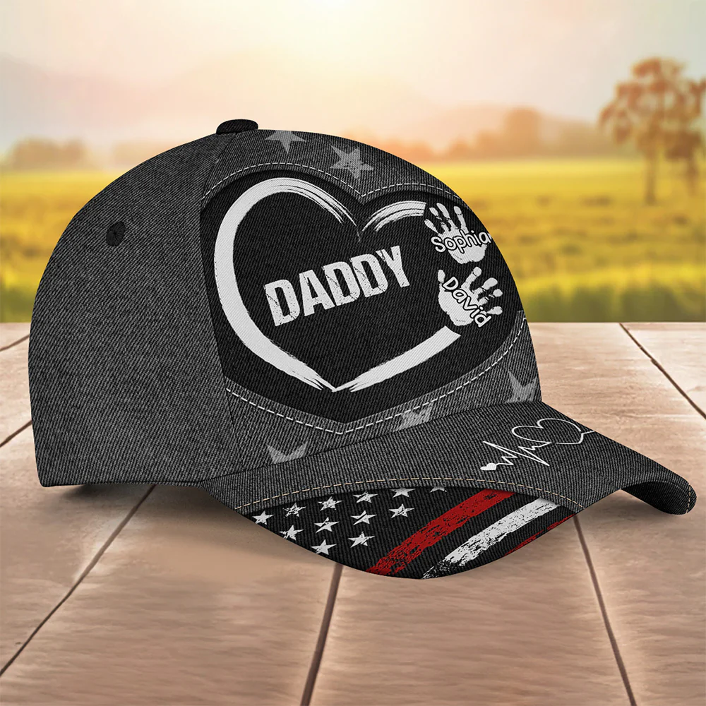Grandpa Dad Kids Handprints - Personalized Custom Classic Cap - Image 5