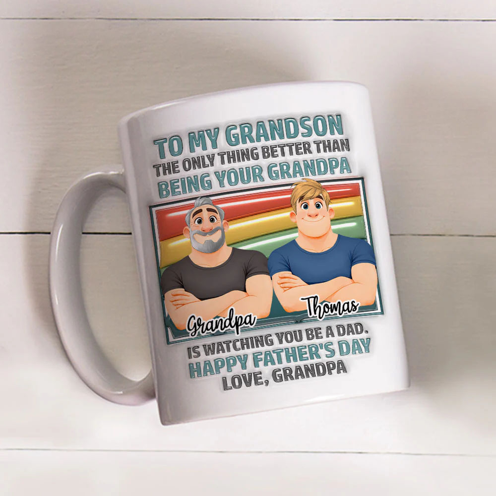 Grandpa For My Grandson One And Only - Personalized Custom 3D Inflated Effect Mug - Image 3