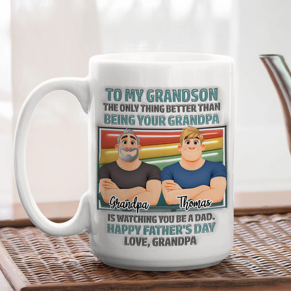 Grandpa For My Grandson One And Only - Personalized Custom 3D Inflated Effect Mug - Image 4