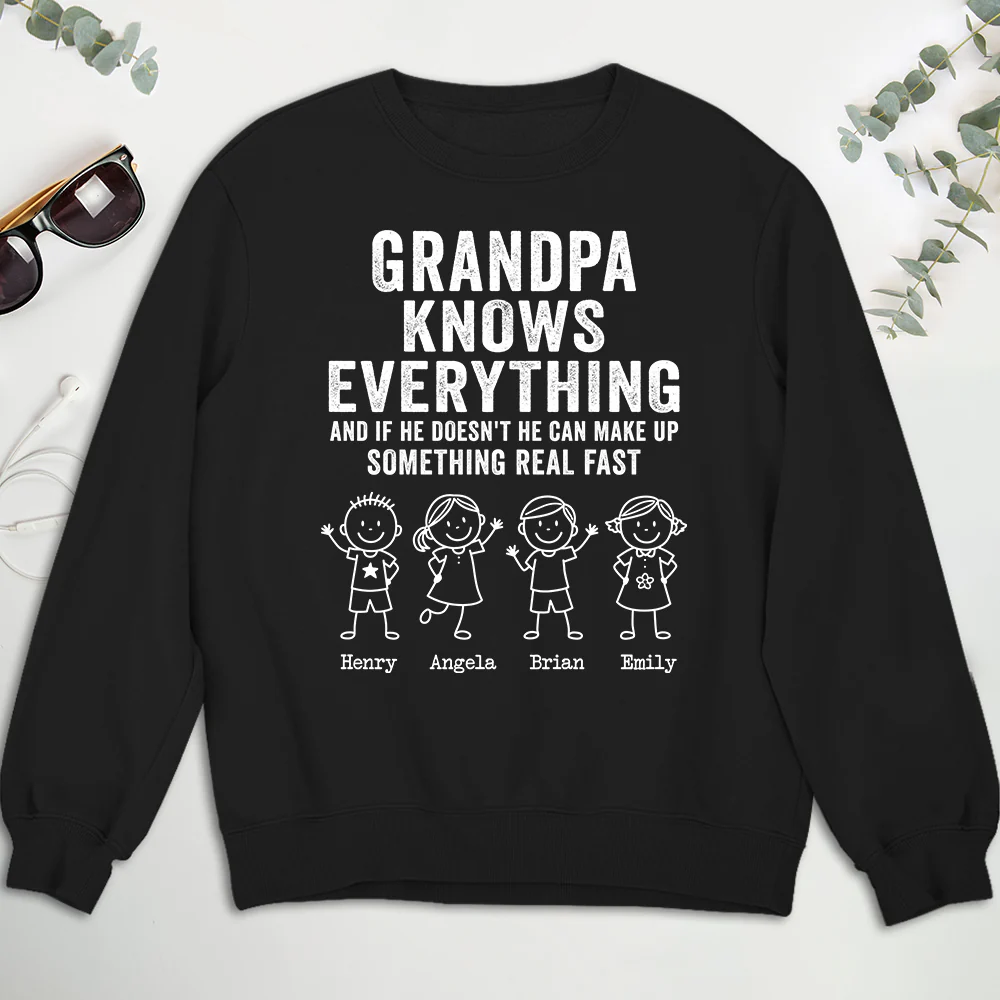 Grandpa Knows Everything - Personalized Custom Shirt - Image 4