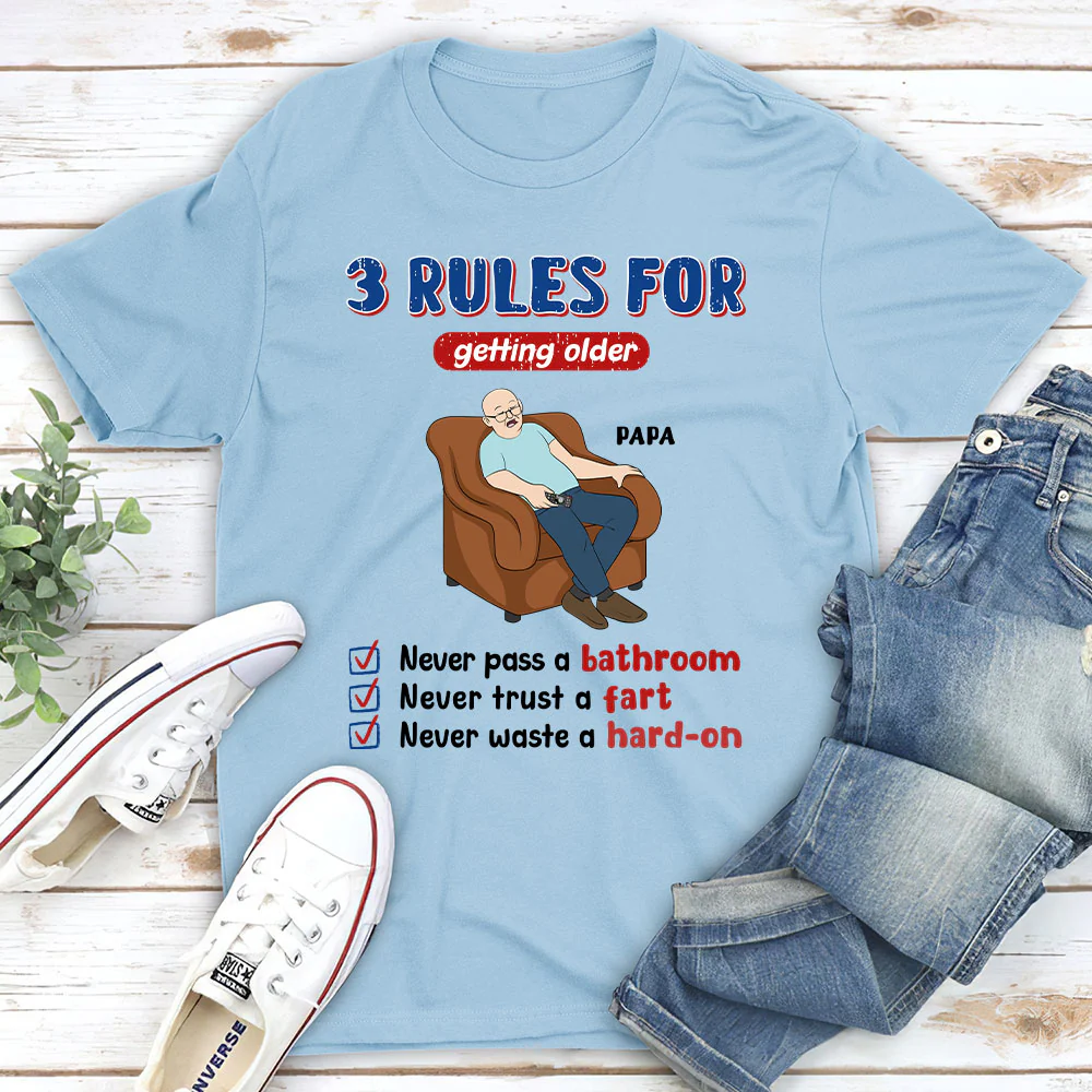 Grandpa Rules Laugh Leak Repeat - Personalized Custom Shirt - Image 3