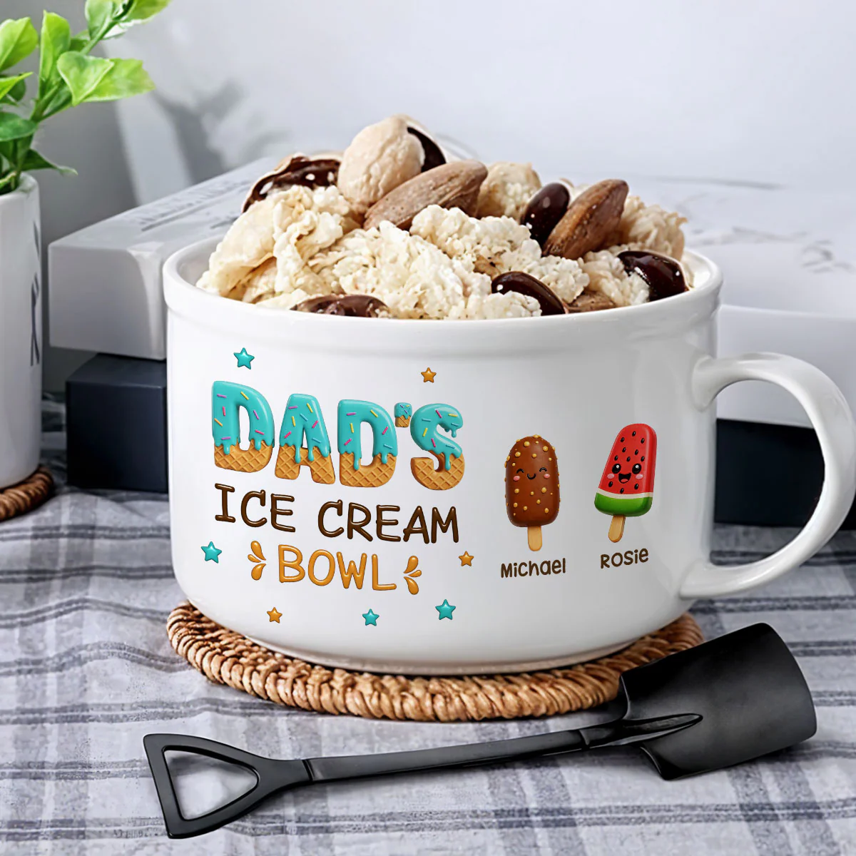 Grandpa Scoops With Love - Personalized Custom Ceramic Bowl - Image 2