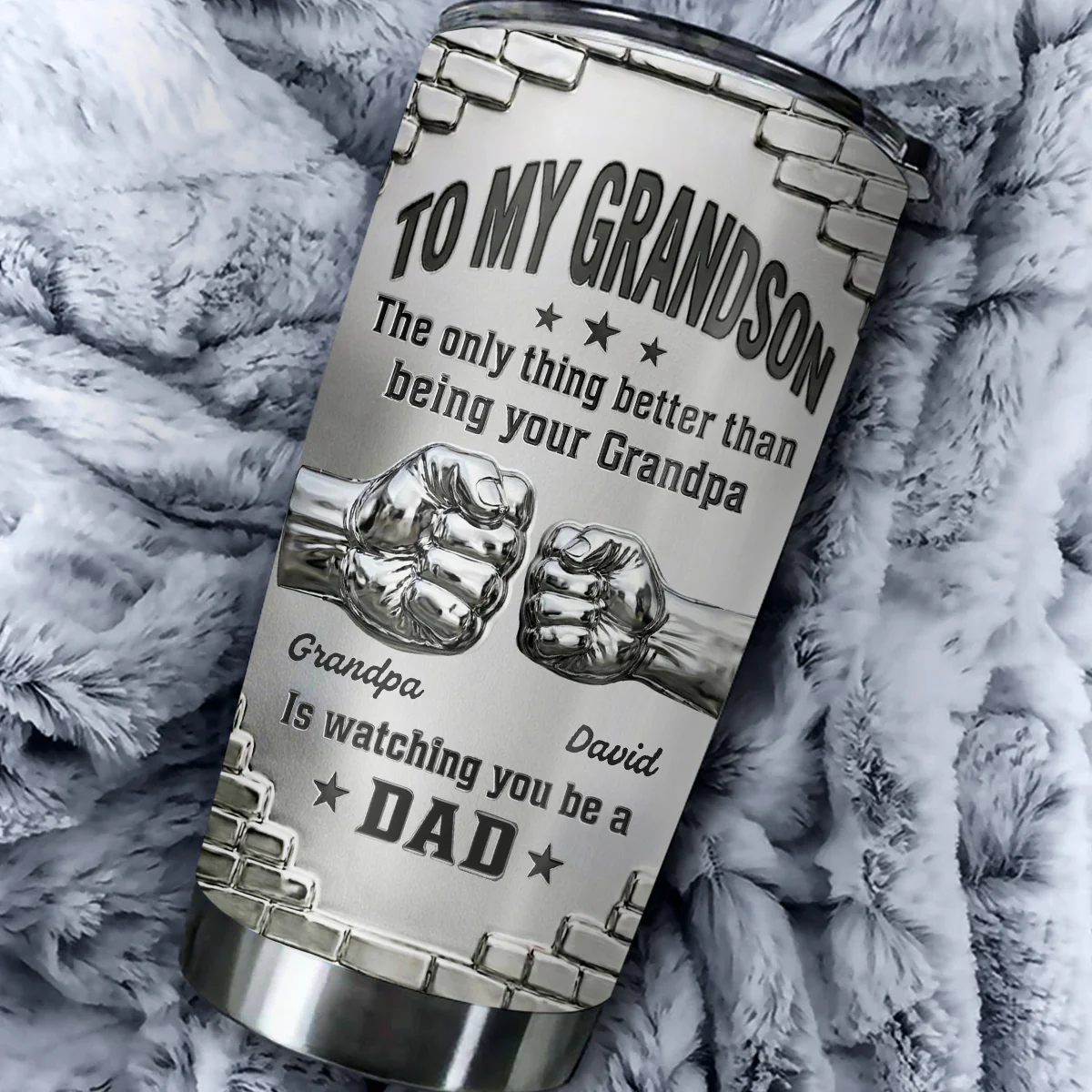 Grandpa Watching You Grow - Personalized Custom 3D Effect Tumbler - Image 3
