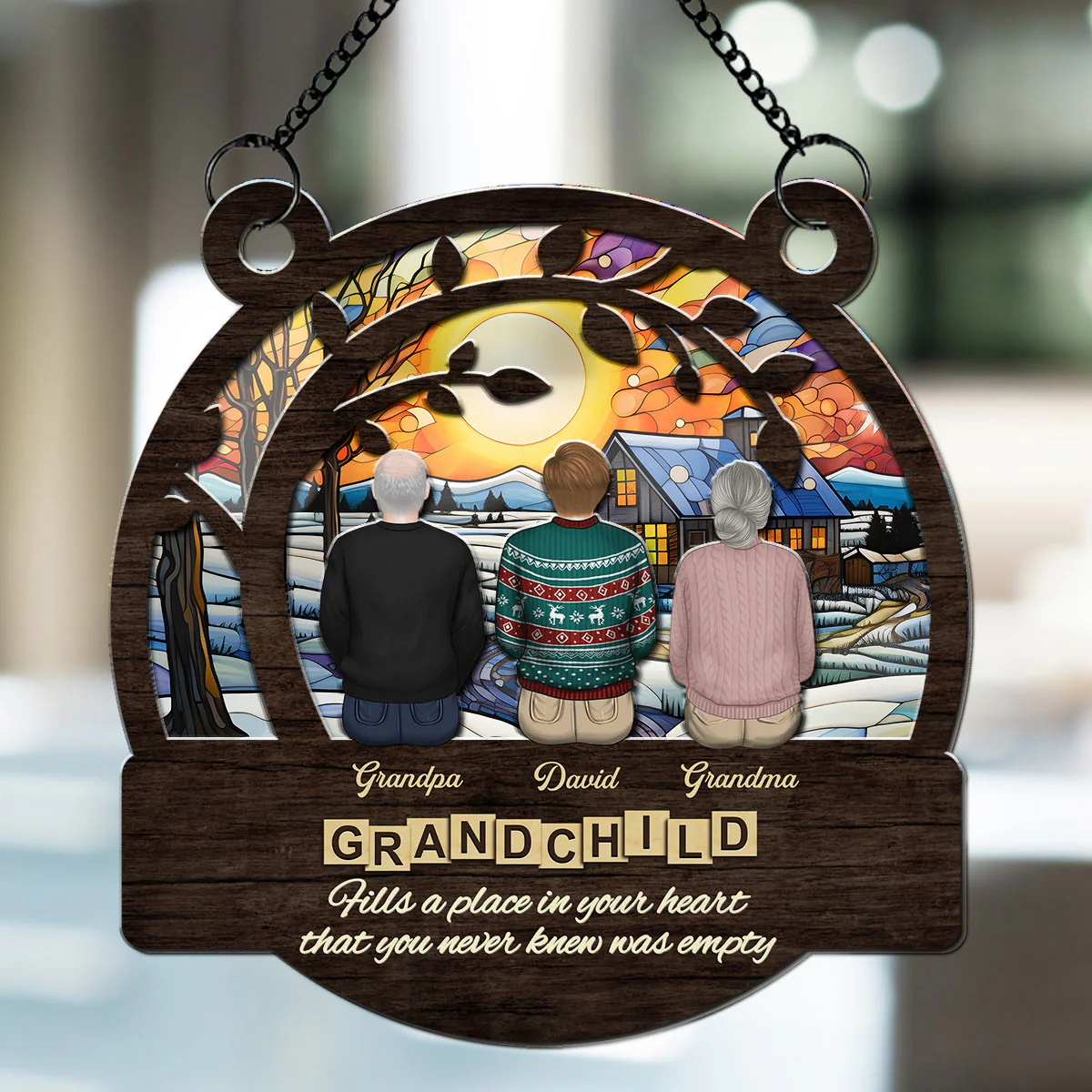 Grandparents And Grandkids Forever Linked Together - Personalized Custom Suncatcher - Image 2