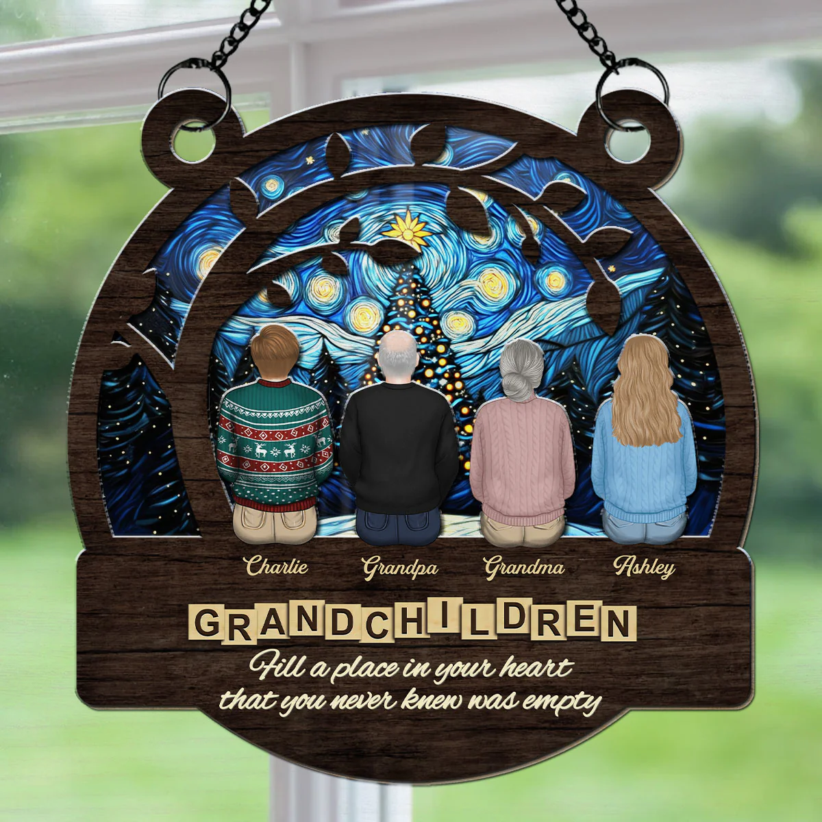 Grandparents And Grandkids Forever Linked Together - Personalized Custom Suncatcher - Image 5