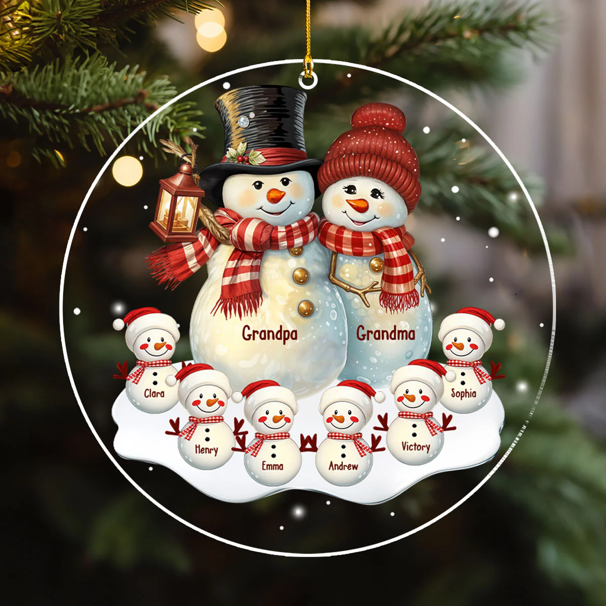 Grandparents With Grandkids - Personalized Custom Acrylic Ornament - Image 4