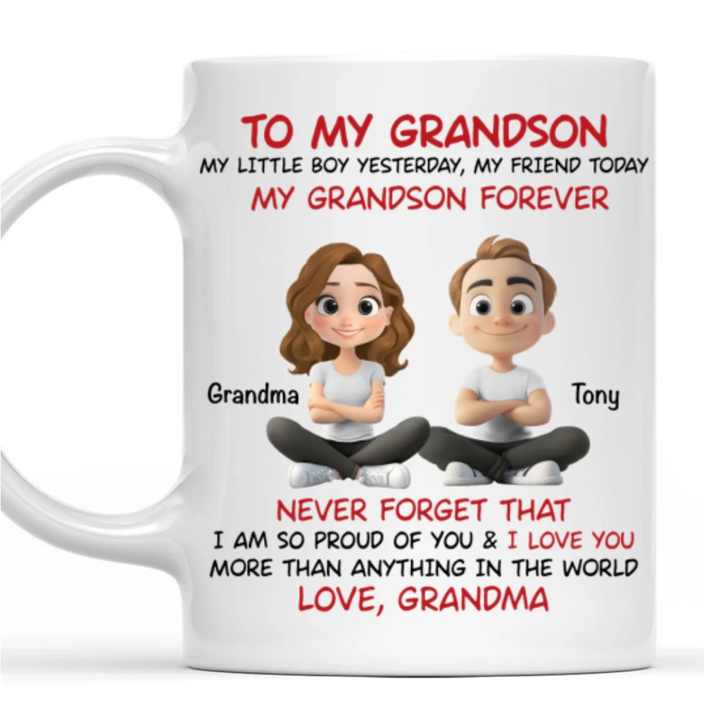 Grandson You Are My Little Boy Yesterday - Personalized Custom Coffee Mug - Image 6