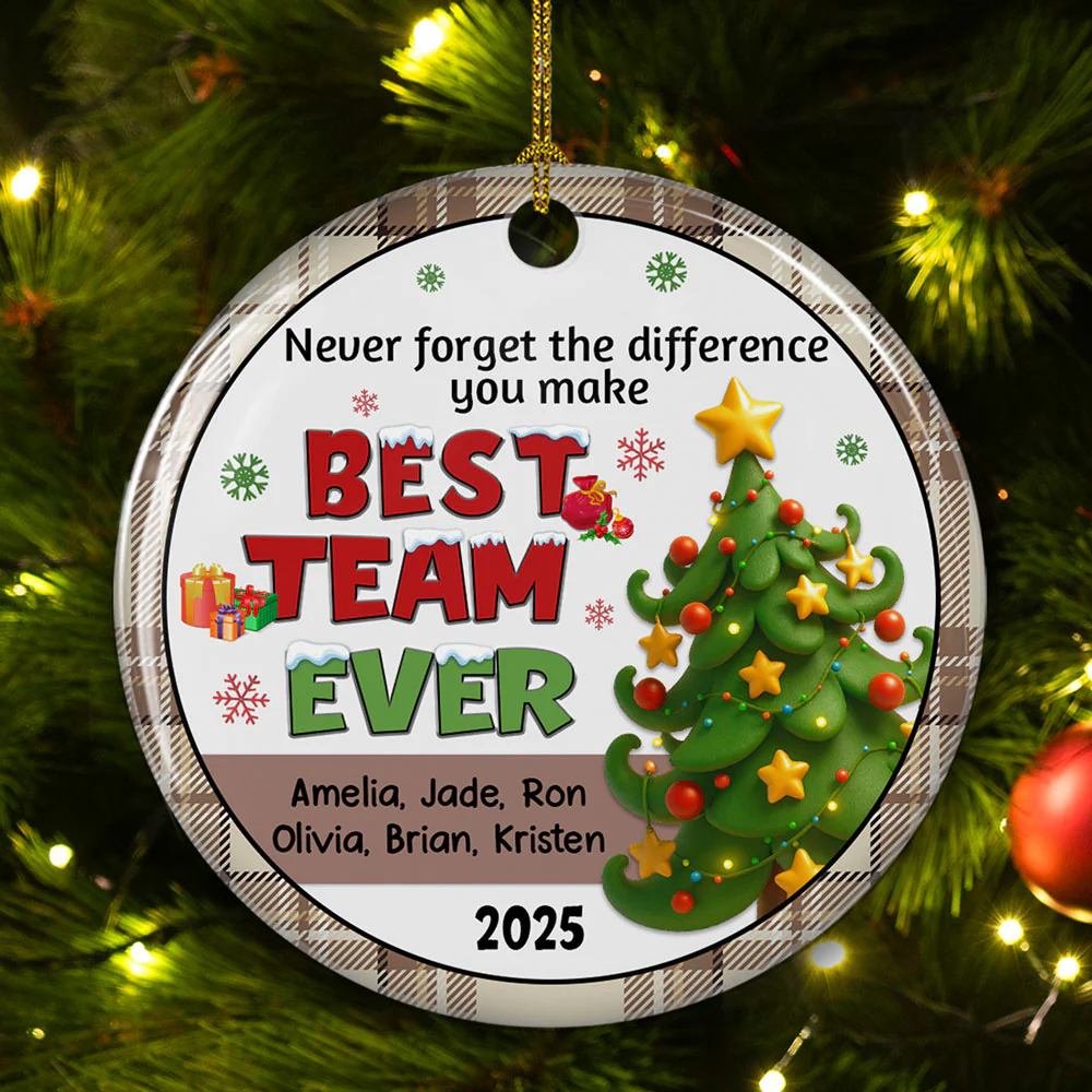 Grateful For Our Amazing Team - Personalized Custom Ceramic Ornament