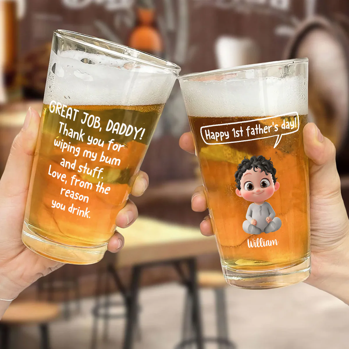 Great Job Daddy - Personalized Custom Beer Glass - Image 5