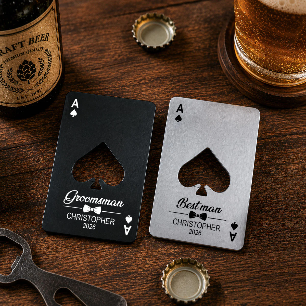 Groomsman Gift - Personalized Custom Ace of Spades Bottle Opener - Image 3
