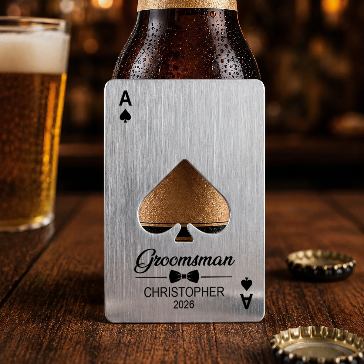 Groomsman Gift - Personalized Custom Ace of Spades Bottle Opener - Image 4