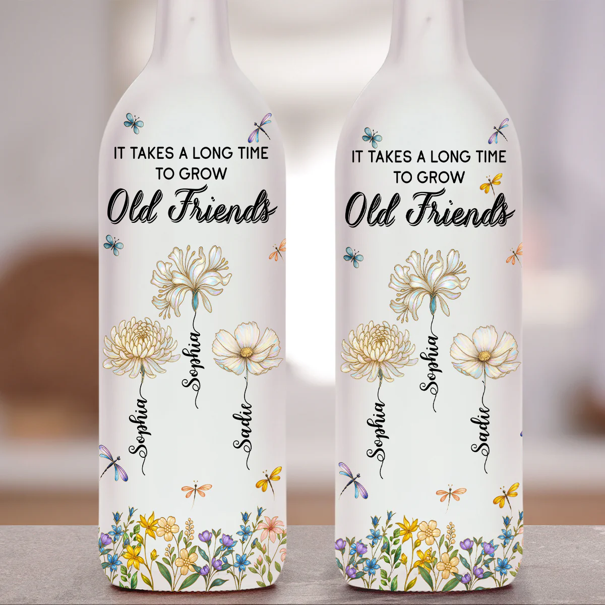 Grow An Old Friend Mother Of Pearl - Personalized Custom Bottle Lamp - Image 4