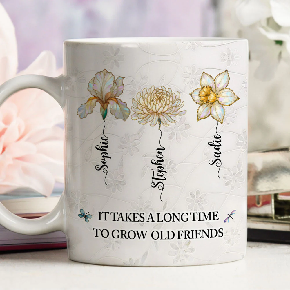 Grow An Old Friend Mother Of Pearl - Personalized Custom Coffee Mug - Image 5
