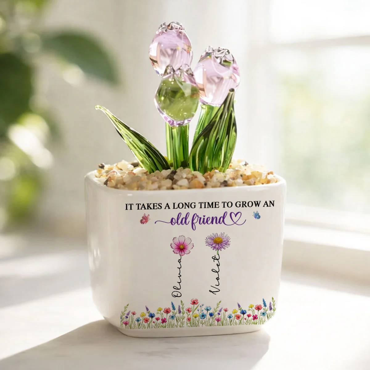Grow An Old friend - Personalized Custom Glass Everlasting Tulips - Image 3