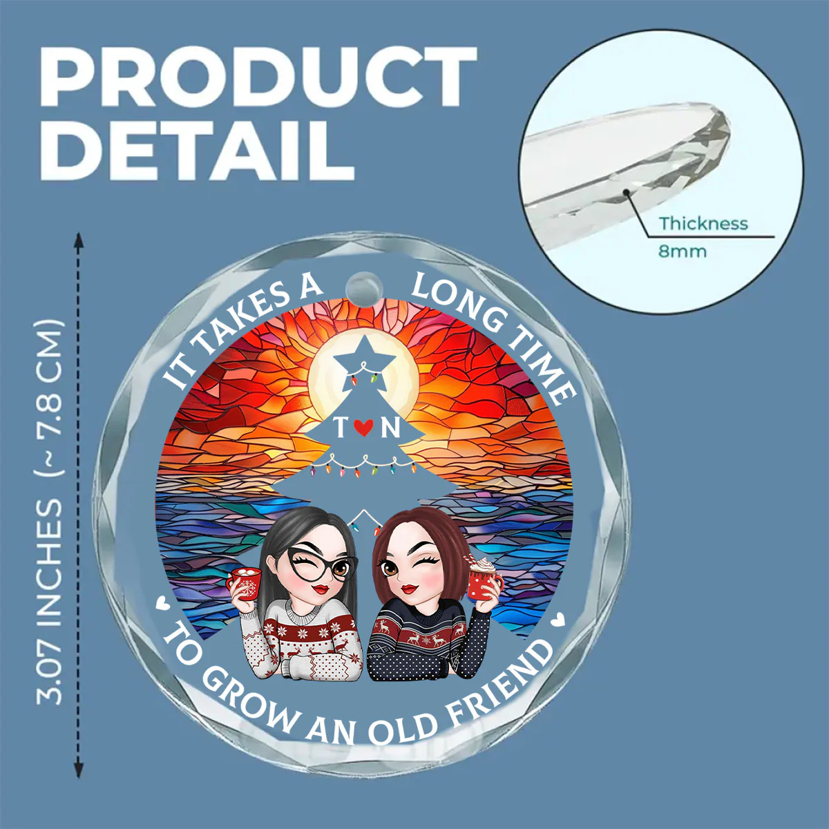 Grow Old Friend - Personalized Custom Glass Ornament - Image 5