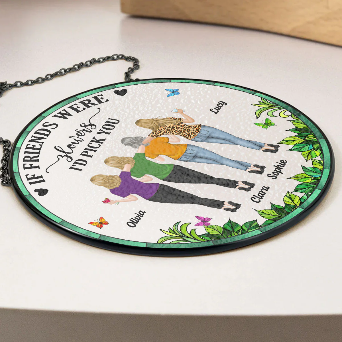 Grow Old Friends - Personalized Custom Window Hanging Suncatcher - Image 3